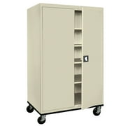 Sandusky® Jumbo Mobile Steel Storage Cabinet, 78"H x 46"W x 24"D, Putty
