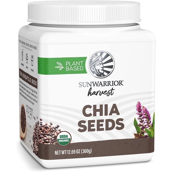 Sunwarrior Organic Chia Seeds, Non-GMO, Keto, Vegan, Superfood, 360g Tub (30 Servings)