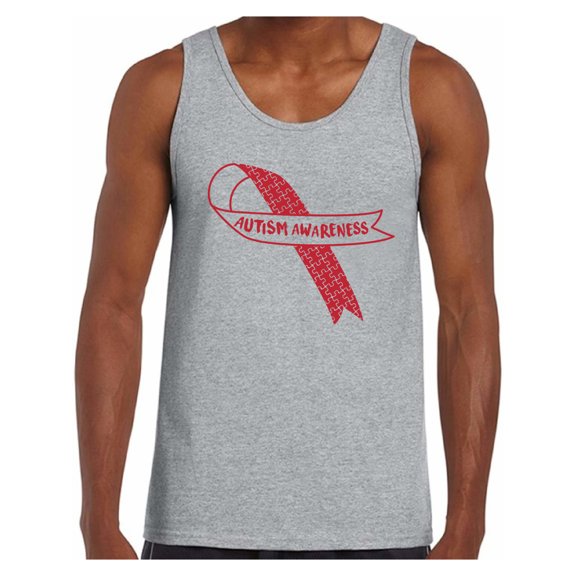 Awkward Styles Autism Awareness Red Ribbon Support Unique Graphic Tank Tops