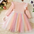 thumbnail image 4 of Kiijoy Girls Long Sleeve Rainbow Mesh Dress Shiny Tulle Tutu Princess Dress, Sizes 6M-5T, 4 of 8