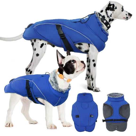 PUMYPOREITY Warm Dog Coat Reflective Cold Weather Dog Jacket Fleece Turtleneck Dog Winter Coat Outdoor Windproof Padded Vest for Small Medium Large Dogs