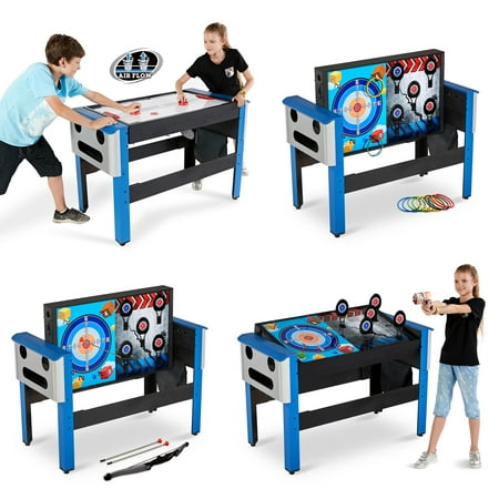MD Sports 48 Inch 4-in-1 Swivel Combo Game Table, Air Powered Hockey, Archery, Target Shooting and Ring Toss