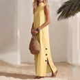 thumbnail image 4 of Lmueinov Women's High Neck Sleeveless Maxi Dress, Side Button Slit Loose Flowy Long Dress for Beach Vacation Casual Wear S-2XL, 4 of 7