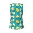 thumbnail image 5 of Xecao Lemon Blue print women's scoop neck, loose-fit workout tank tops for the gym., 5 of 9
