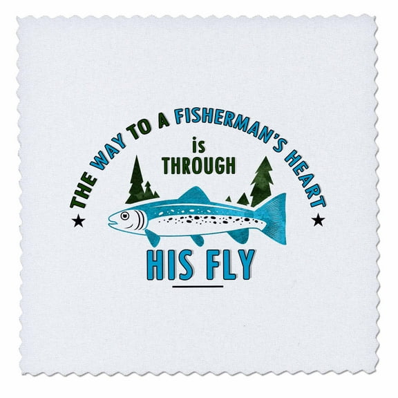 3dRose, The Way to a Fishermans Heart is Through His Fly Funny Fishing Theme, 6x6 inch quilt square