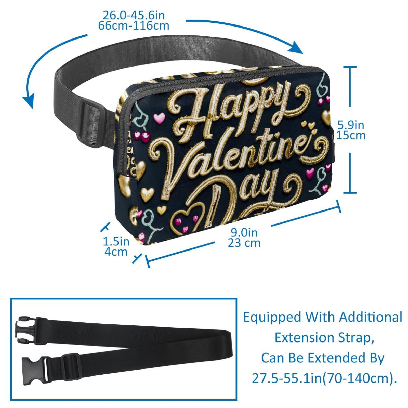 Valentine's Day Running Belt Waist Bag Fanny Packs, Lightweight Adjustable with Extension Strap, Unisex