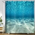 thumbnail image 2 of Blue Ocean Beach Shower Curtain, Nature Underwater Sea World Scene Bathroom Curtains Waterproof Fabric, 72x84 Inches, 2 of 6