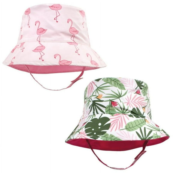 Hudson Baby Infant Girl Sun Protection Hat, Flamingo Tropical, 0-12 Months