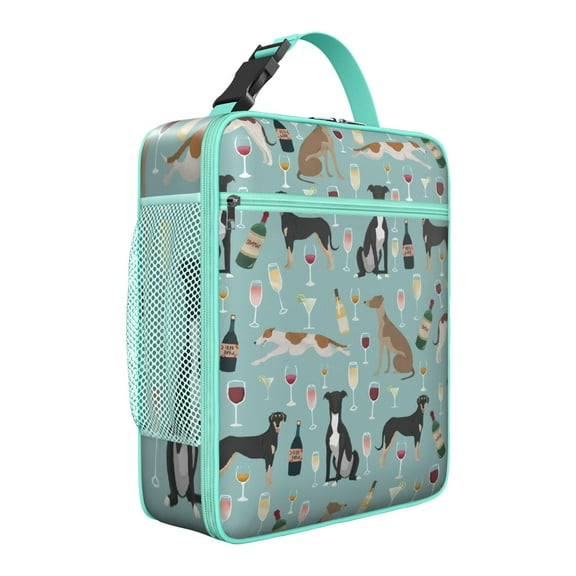 Dog and Heart Print Insulated Lunch Box Tote, Cute Cartoon Puppy Pattern Bag for Dog Lovers, Moms, Students