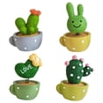 thumbnail image 2 of Adorno para salpicadero de coche, 4 unidades, diseño de cactus verde, maceta pequeña, decoración interior para vehículos, oficina, taxi, estatua pequeña de juguete. El 10x8cm, 2 of 8