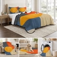 thumbnail image 6 of Quilts King Size Bedding Set, Orange Blue Yellow Lightweight Quilted Comforter, Geometric Striped Farmhouse Art Soft Reversible Bedspread Coverlet with Pillow Covers for All Season, 96" x 106", 6 of 9