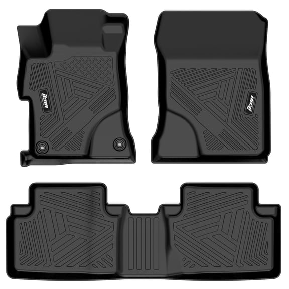 Ikon Motorsports 3D Molded TPE Floor Mats Fits 2012-2015 Honda Civic Sedan 4DR, IKON Style Black Waterproof Non-Slip Floor Liners, Front 2nd Row 3PCS
