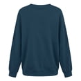 thumbnail image 5 of V-Neck Sweatshirt Women Fleece Pullover with Side Pockets Lightweight Casual Loose Solid Color Long Sleeve Fall Sweatshirt No Hood Navy S, 5 of 6