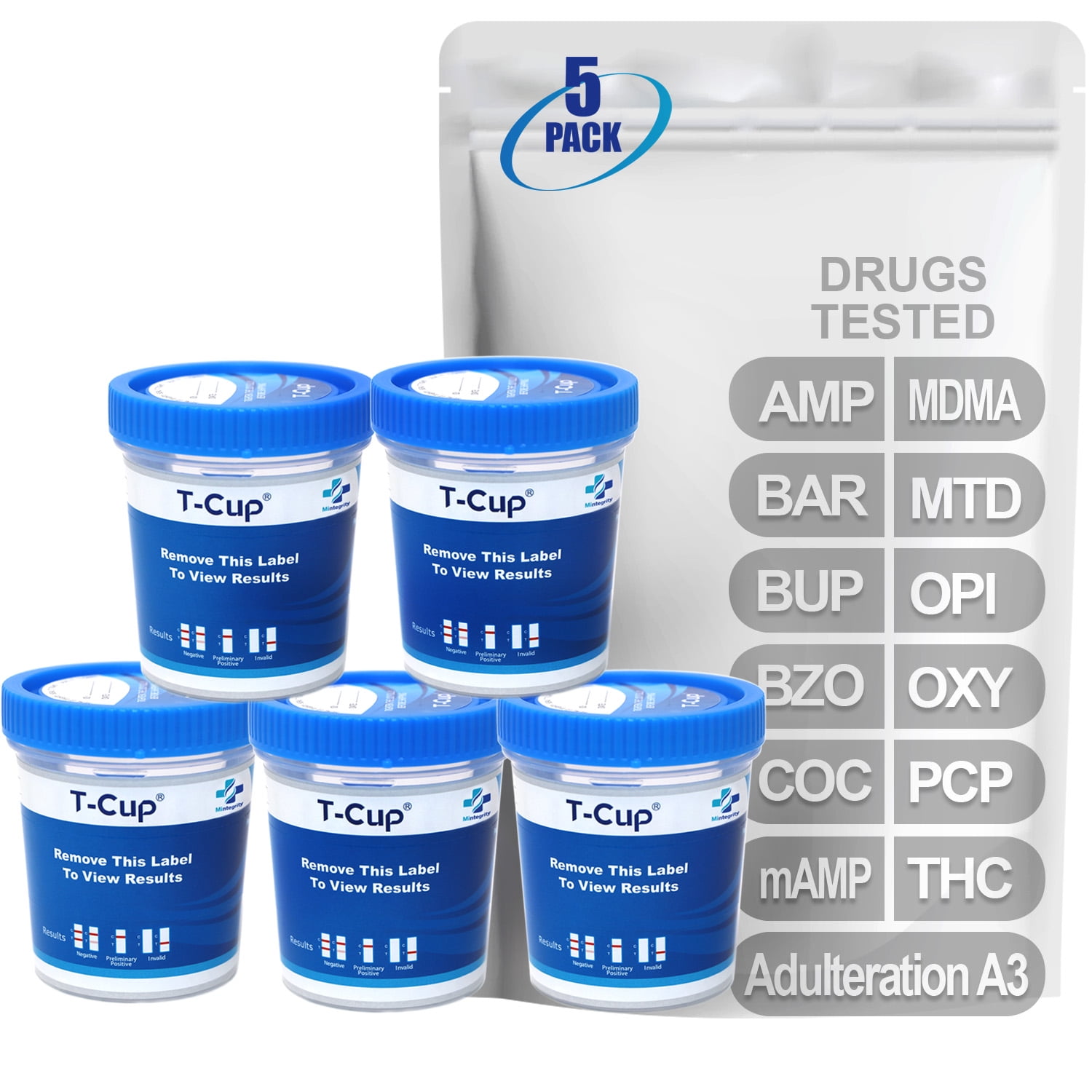 Mintegrity [5pk] 12Panel TCup Instant Urine Drug Test (AMP/BAR