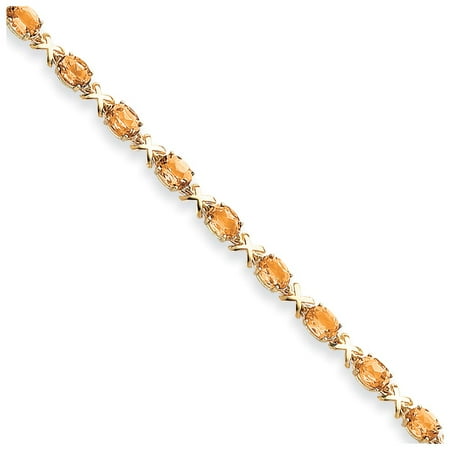 - 14k Yellow Gold Citrine Tennis Bracelet with Secure Box Catch, 7inch