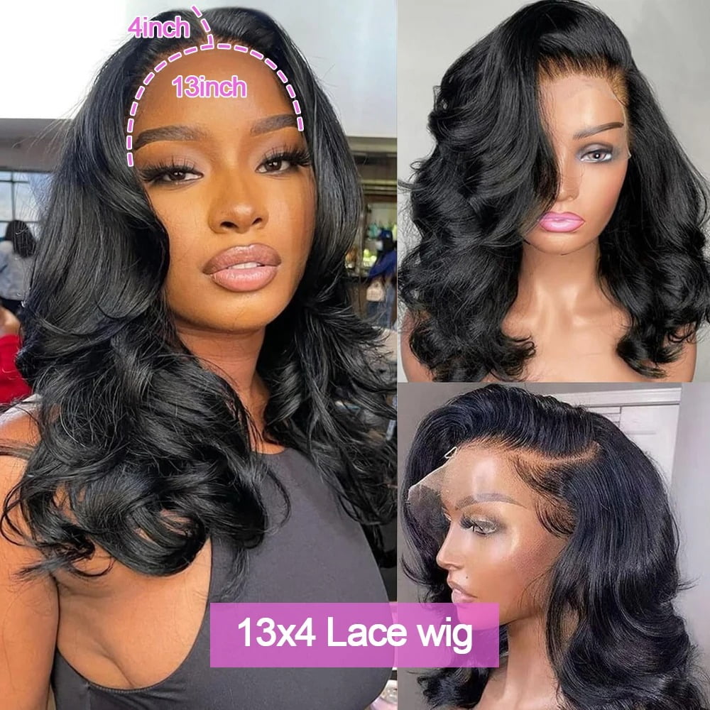 Glueless Body Wave Bob Wigs 13x4 HD Lace Frontal Human Hair Natural Wave Short Bob Wigs
