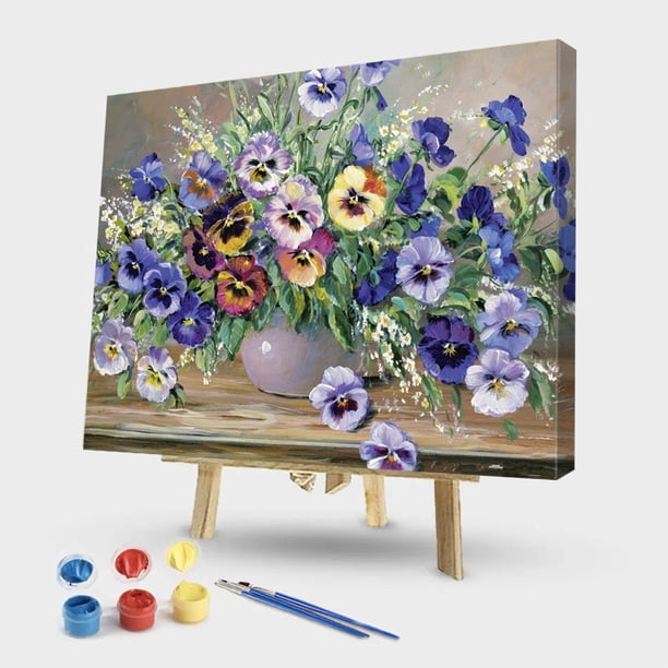 Kit de pintura por números, flores de bricolaje, lienzo pintado a mano, cuadro de arte de pared al óleo Likrtyny decoración de arte