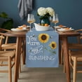 thumbnail image 2 of Sunflowers Table Runner - 120 Inch Long, Kitchen Dining Table Runner Dresser Scarves, Modern Bee You Are My Sunshine Blue Farmhouse Decor for Coffee Tables Wedding Party Banquet, 2 of 8