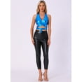 thumbnail image 4 of DARING DIVA Women's Deep V Neck Metallic Holographic Crop Tops S Blue, 4 of 6