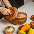 thumbnail image 3 of Ripple Teak Wood Bowl with Lid - Jumbo 2-Pack, 3 of 5