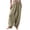 Khaki, variant on CIENVNSTG Women's Elastic High Waisted Cotton Linen Pants Solid Straight Leg Design Lightweight Breathable Summer Beach Style Trendy Radish Pants with Pockets for Daily Outfits Black 2XL