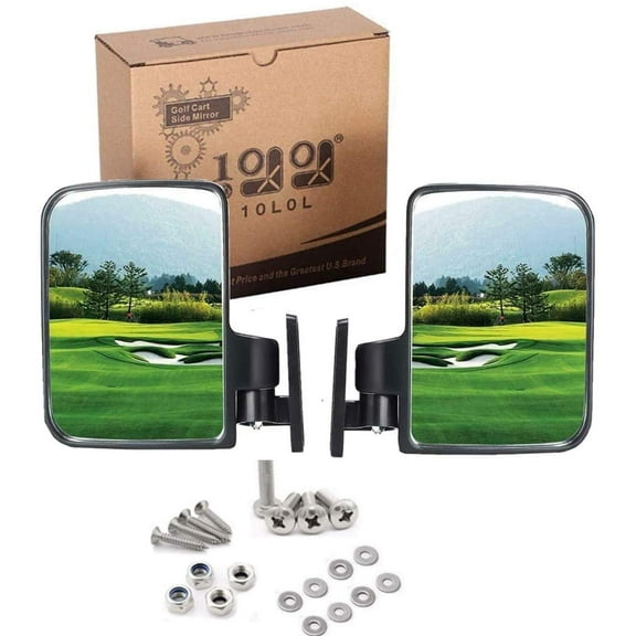 10L0L Universal Golf Cart Convex Rear View Folding Side Mirror for Club Car, EZGO, Yamaha