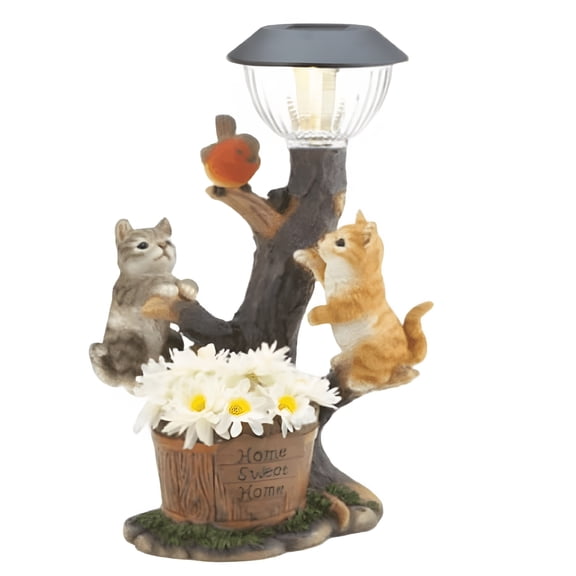 HIBIBUD Garden Statues Outdoor Cat Solar Light Solar Garden Statues Resin Cat Ornaments Solar Lights for Patio Lawn Yard Porch Pond Garden Decorations Lawn Ornaments for Outside
