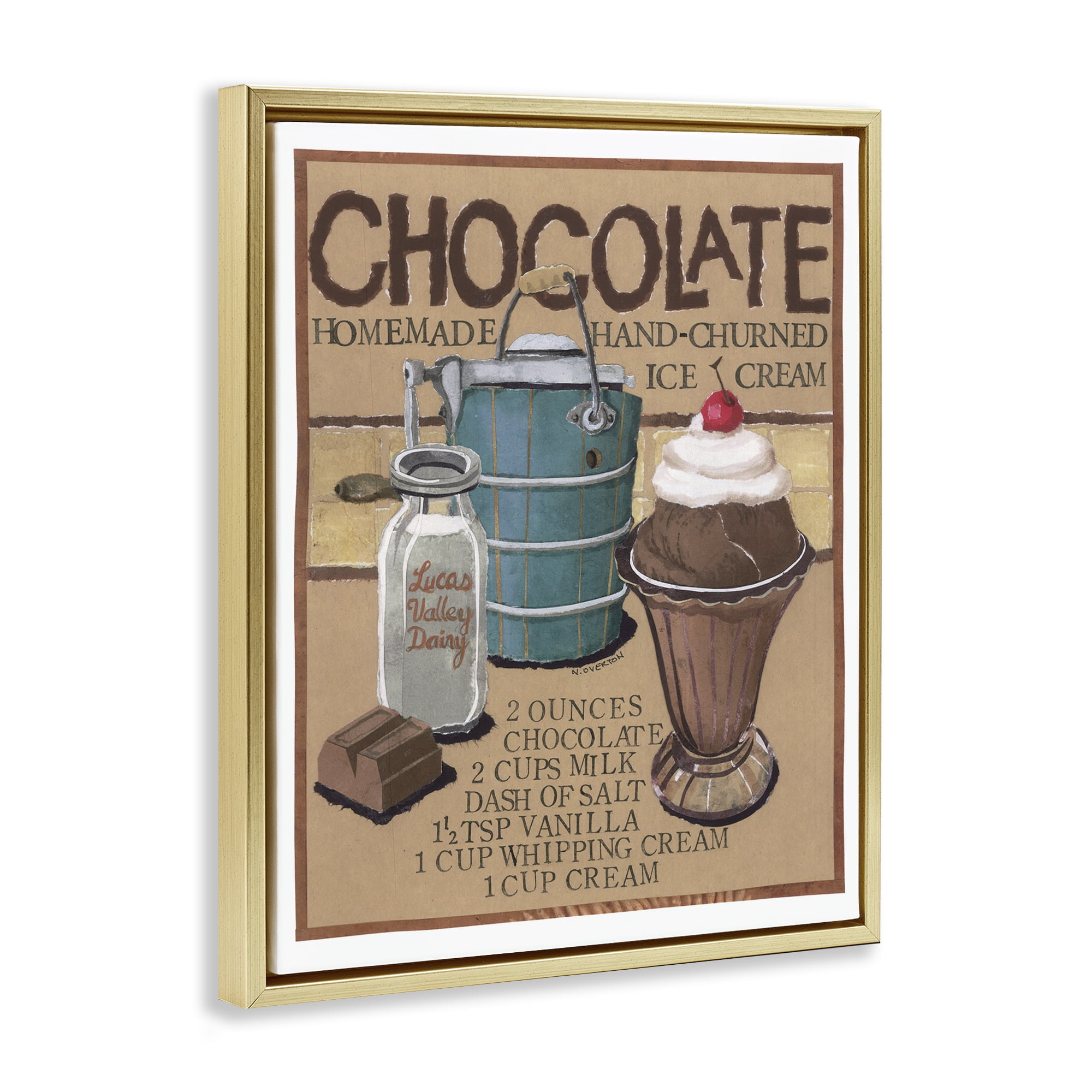 Stupell Industries Chocolate Ice Cream Food & Beverage Painting Gold Floater Framed Art Print Wall Art, 17 x 21