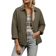 thumbnail image 2 of Women's Button Front Quilted Jacket Collared Loose Fit Comfy Fall Spring Jacket, 2 of 9