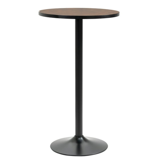 HOMCOM 42" Bar Height Table, Round Industrial Pub Table, Rustic Elm Wood Bistro Table with Metal Base for Home & Bar