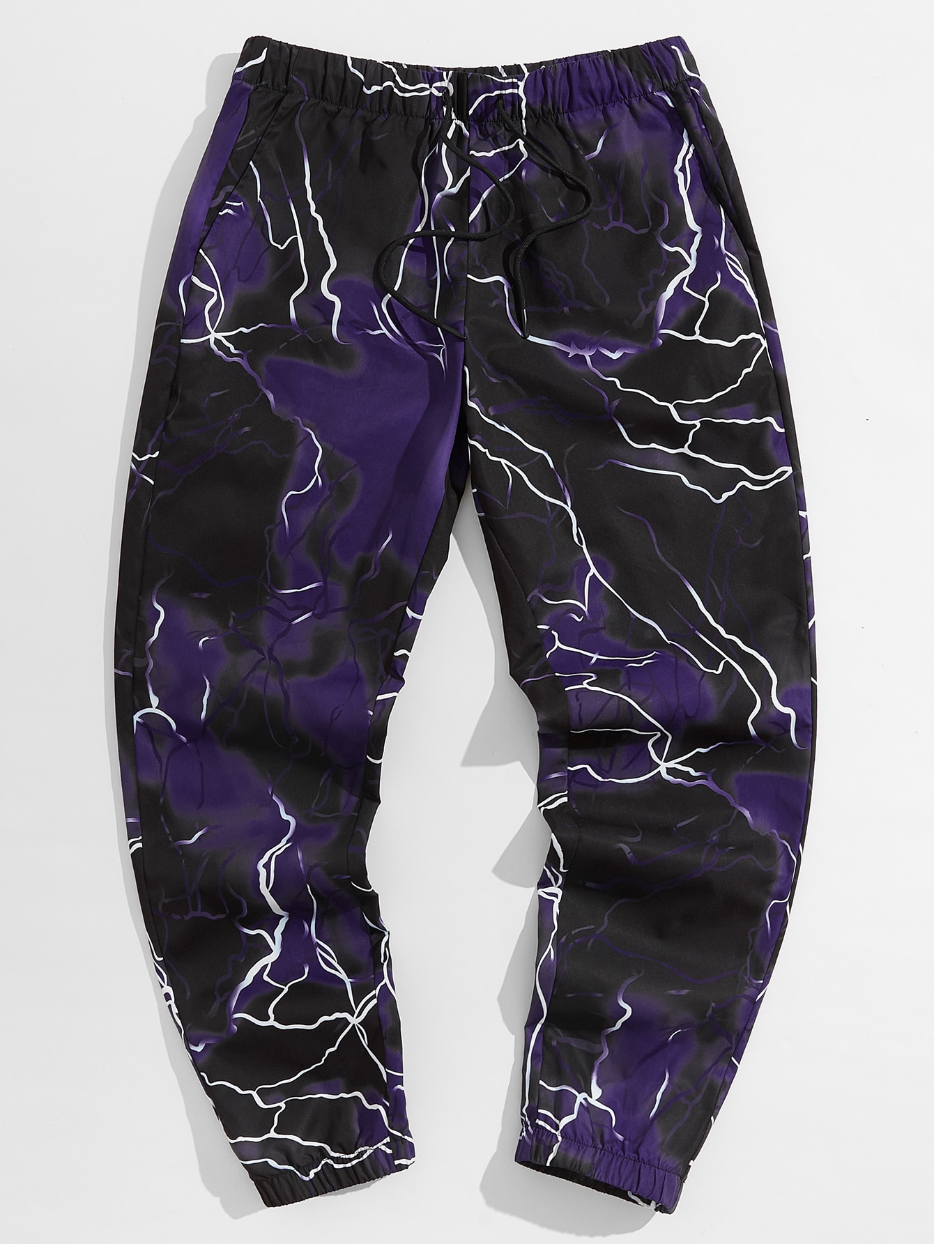 Multicolor Men Lightning Print Pants 