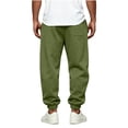 thumbnail image 6 of Men's Solid Color Cuffed Wide Leg Joggers Elastic High Waist Deep Side Pockets Soft Loose Cut for Daily Errands Weekend Trips Army Green XL, 6 of 6