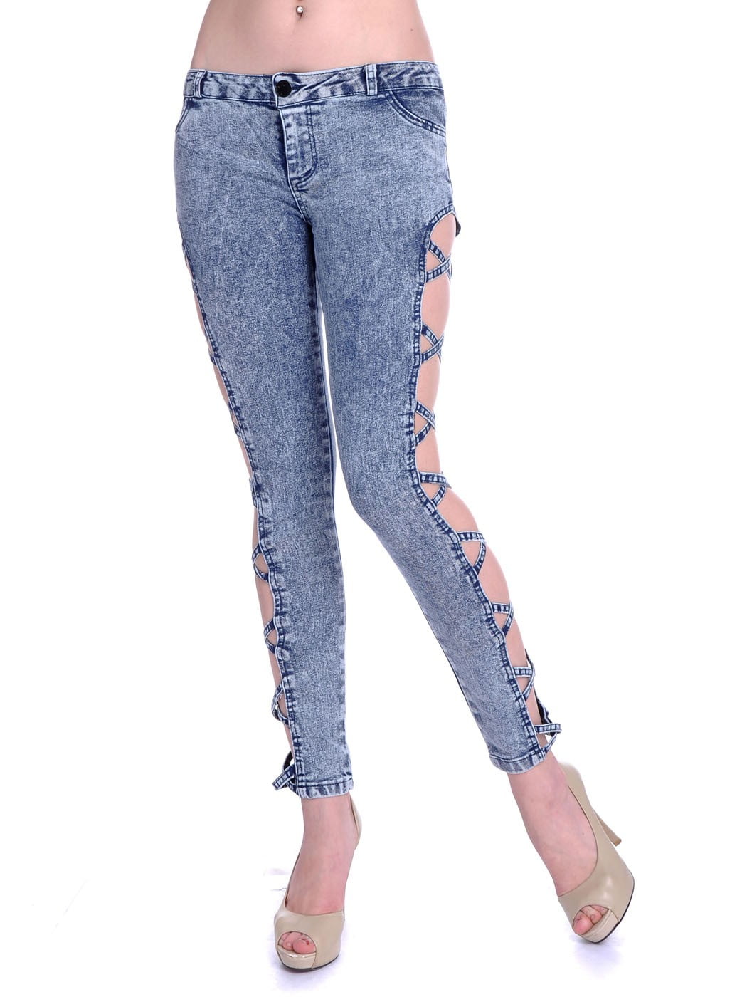 jeans with criss cross on the side