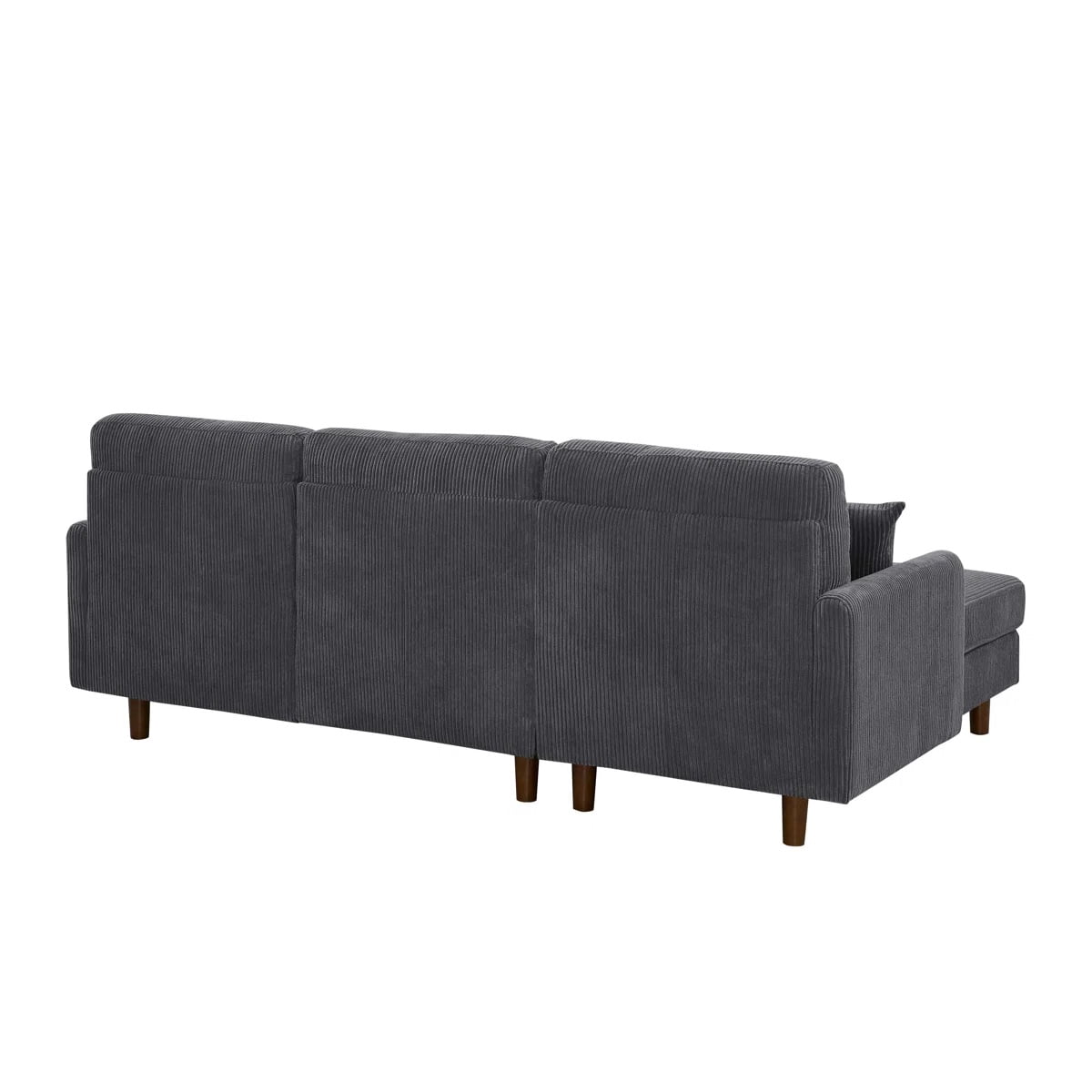 L-Shaped Sectional Sofa Couch for Living Room,Modern Corduroy Upholstered with Wooden Legs & Pillows,Deep Seat,Dark Gray