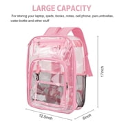 SANMADROLA Clear Backpack, Heavy Duty PVC Transparent Backpack Stadium approved with Reinforced Strap School Bookbag for School, Workplace, Stadium, Travel, Security, Festival, College (Pink)