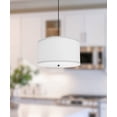 thumbnail image 4 of 2 Light Pendant 18"w White Linen Shade with Diffuser, Black Cord, 4 of 5