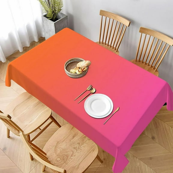 Orange and Pink Gradient Rectangle Table Cloth Soft Washable Oblong Tablecloth Covers for Kitchen & Table Linens 60" x 102"
