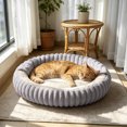 thumbnail image 3 of CSStudio Cozy Hooded Round Pet Bed, Soft Semi-Enclosed Cat Dog Bed, Double Sided Warm Calming Nest Bed for Small Medium Dogs & Cats, Anti- Winter Sleeping Cushion, 3 of 5