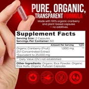 OmniBiotics USDA Organic Cranberry Pills for Women - High Potency 25,000 mg Supplement with 25:1 Fruit Extract - Daily Urinary Tract Support - 120 Vegan Capsules