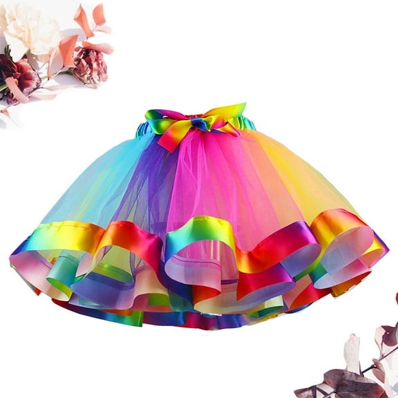 FUTUREORYY 1Pcs Tulle Skirt Princess Style Flared Multi Colorful Tutu for Girls