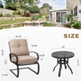 thumbnail image 6 of Walsunny 3Pcs Outdoor Patio Bistro Set Springs Motion Chairs and Round Table Set,Indoor with Cushions,Beige, 6 of 9