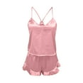 thumbnail image 6 of Satin Pajama Set for Women 2 Pcs Camisole Top and Shorts Loungewear for Women Matching Set, 6 of 7