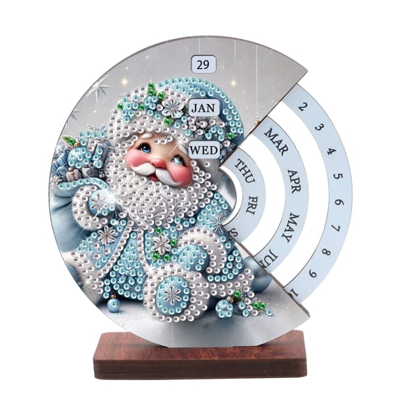 DIY Diamond Painting Wooden Calendar Kit, Christmas Gnomes Creative Home Desktop Decoration Ornament, Suitable for Home Office Use, With Diamond Accessories and Tools