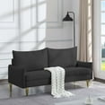 thumbnail image 3 of Liangfu Mid - Century Modern Upholstered Sofa with Gold Legs, Comfortable Loveseat for Living Room, Bedroom Havy Gray, 3 of 8