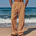 thumbnail image 2 of Cmfcve Parrot Print Linen Pants for Men Summer Casual Yoga Pants Elastic Waist Drawstring Lightweight Gauzy Trousers, 2 of 6