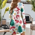 thumbnail image 4 of WTOBBY Women's Christmas Themed Dress Loose V-Neck Long Sleeve Casual Holiday Print Party Wear with Festive Design for Special Events,Wine L, 4 of 6