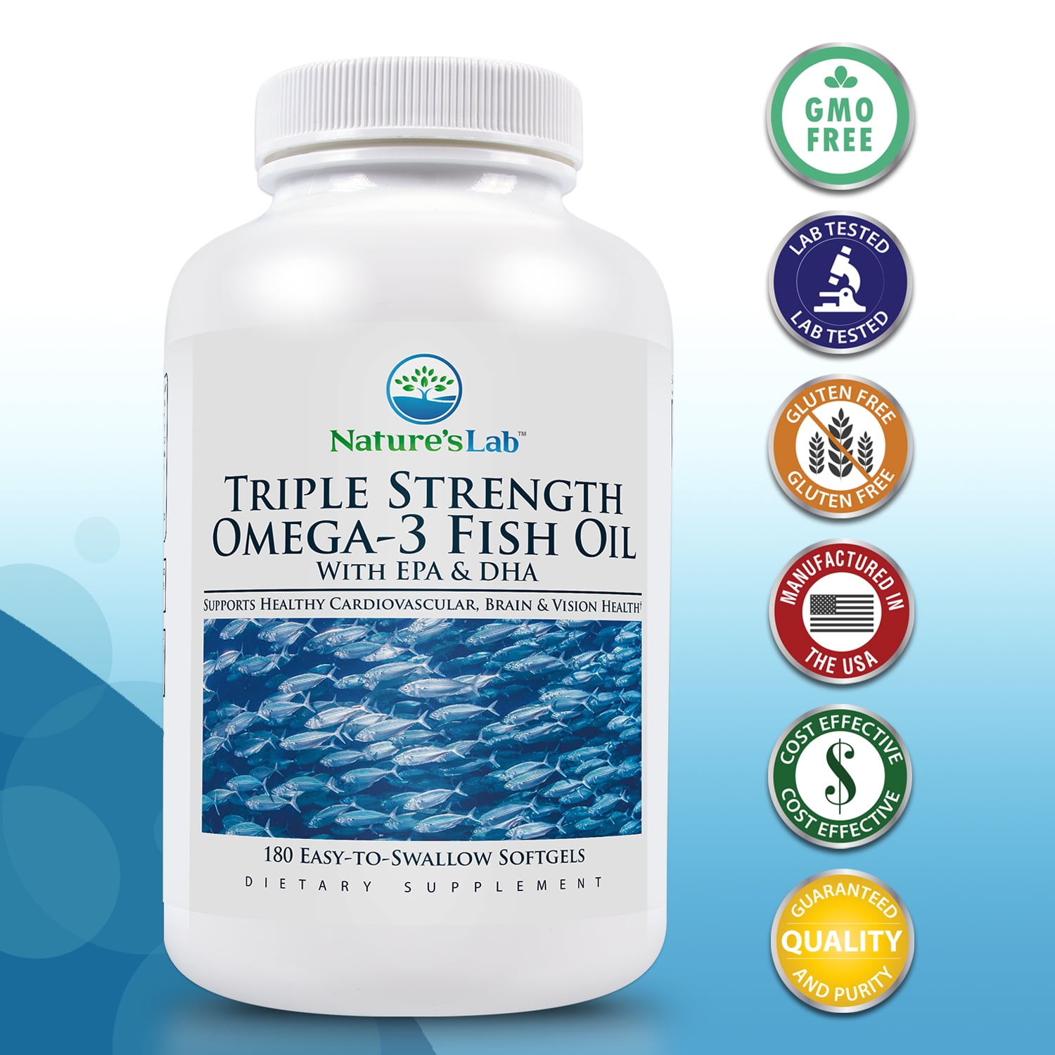 Nature's Lab Triple Strength Omega-3 Fish Oil with EPA & DHA - 180