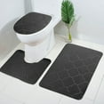 thumbnail image 5 of Bath Mats Set Hwkond, Bathroom Toilet Cover Bathroom Mats Absorbent Printed Floor Mats Bathroom Toilet 3 Piece Floor Mat Set,Black, 5 of 8