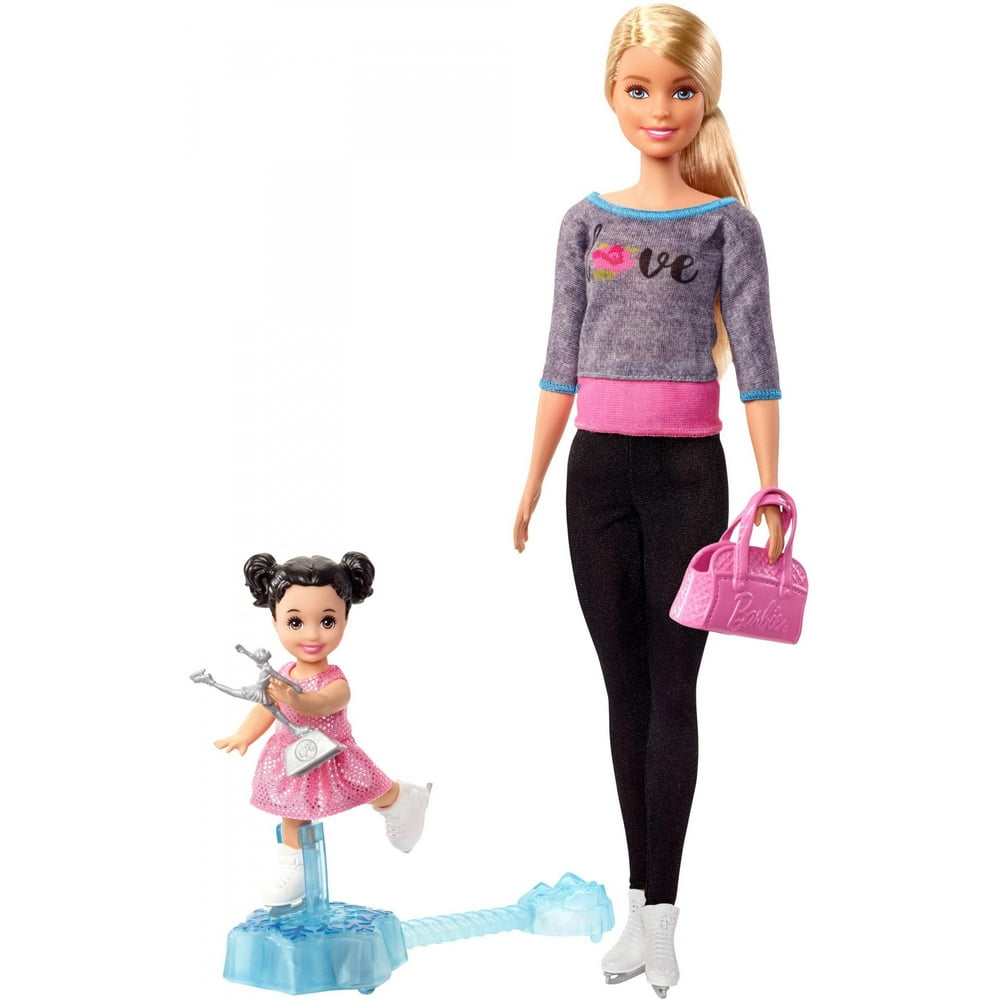 Barbie IceSkating Coach & Student with Turning Mechanism Doll Playsets