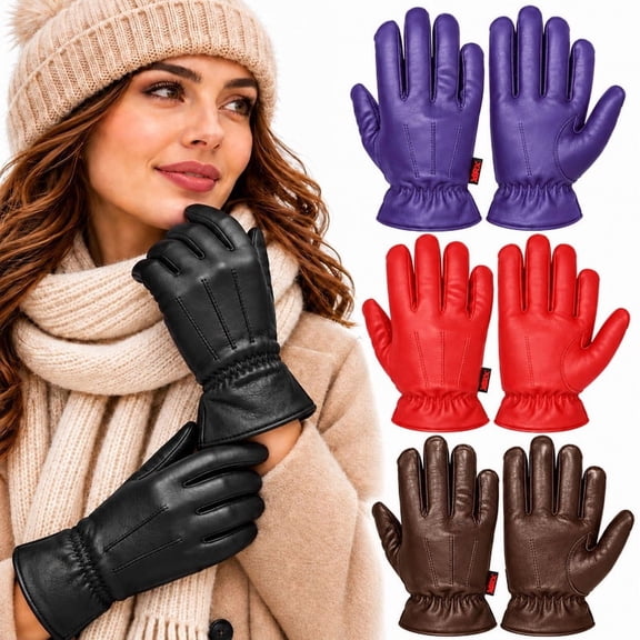 MRX Ladies Warm Winter Gloves Dress Thermal Lining Genuine Leather Black, XS